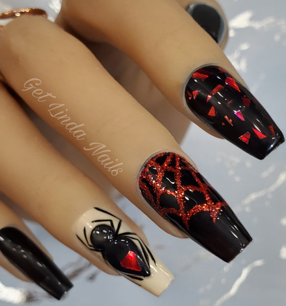 New Fashion Gothic Black Flame Artificial Press On Nails Extra Long Fake  Nails | eBay